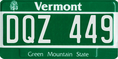 VT license plate DQZ449