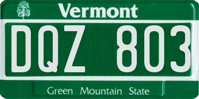 VT license plate DQZ803