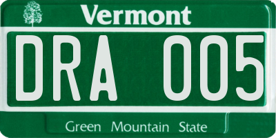 VT license plate DRA005