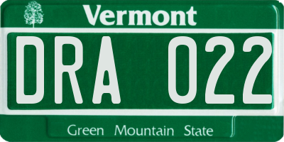 VT license plate DRA022