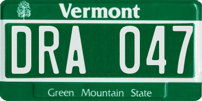 VT license plate DRA047