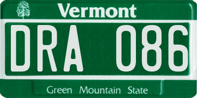 VT license plate DRA086