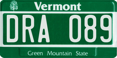 VT license plate DRA089