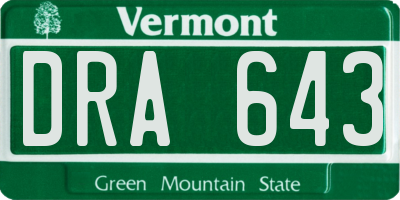 VT license plate DRA643