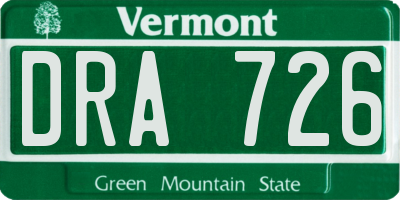 VT license plate DRA726