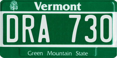 VT license plate DRA730