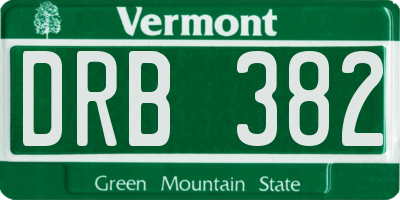 VT license plate DRB382