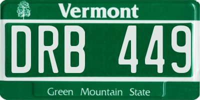 VT license plate DRB449