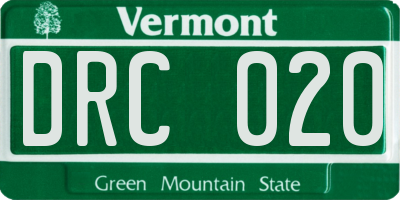 VT license plate DRC020