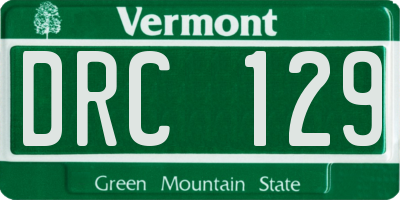 VT license plate DRC129