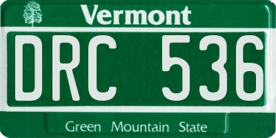 VT license plate DRC536