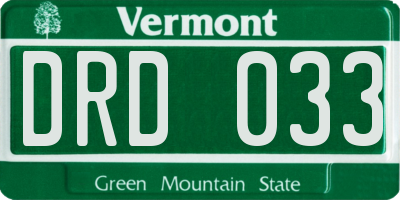 VT license plate DRD033
