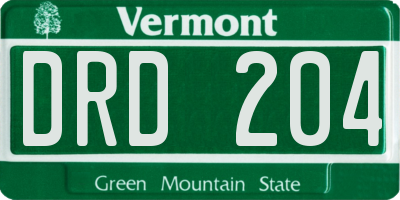VT license plate DRD204