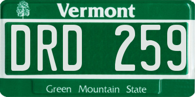 VT license plate DRD259
