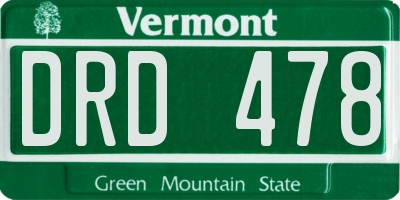 VT license plate DRD478