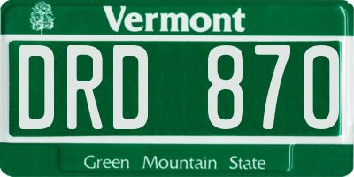 VT license plate DRD870