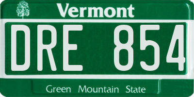 VT license plate DRE854