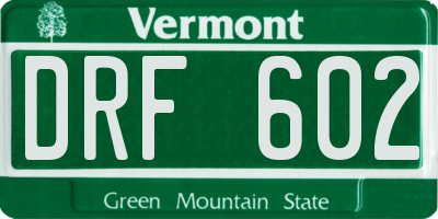 VT license plate DRF602