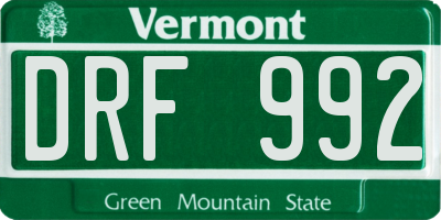 VT license plate DRF992