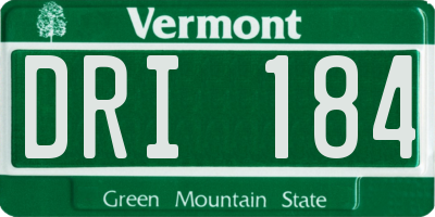 VT license plate DRI184