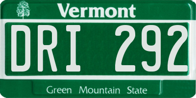VT license plate DRI292