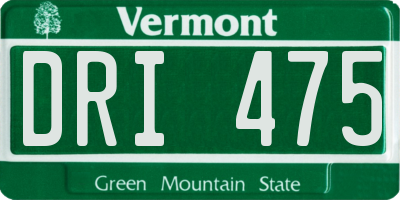 VT license plate DRI475