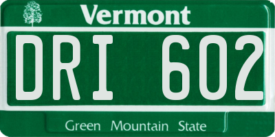 VT license plate DRI602