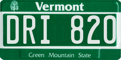 VT license plate DRI820