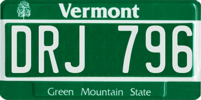 VT license plate DRJ796