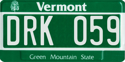 VT license plate DRK059