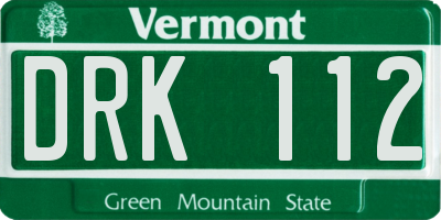 VT license plate DRK112