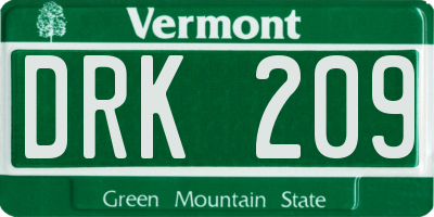 VT license plate DRK209
