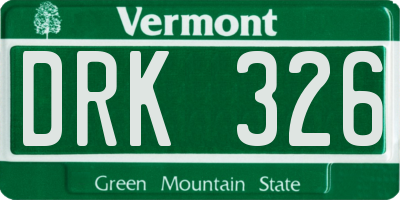 VT license plate DRK326