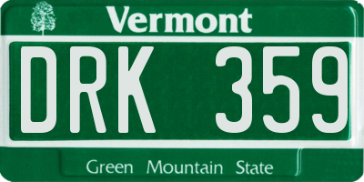 VT license plate DRK359