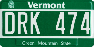 VT license plate DRK474