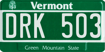 VT license plate DRK503