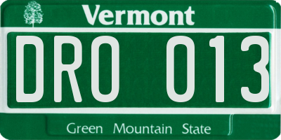 VT license plate DRO013