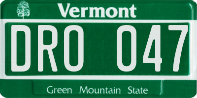 VT license plate DRO047