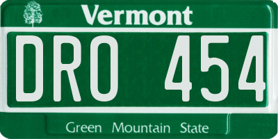 VT license plate DRO454