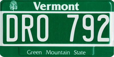 VT license plate DRO792