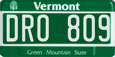 VT license plate DRO809