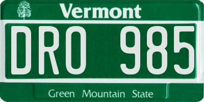 VT license plate DRO985