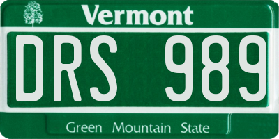 VT license plate DRS989