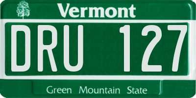 VT license plate DRU127