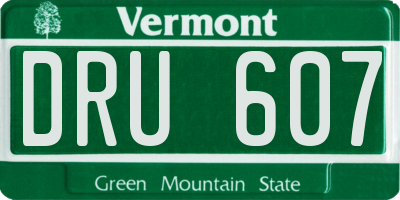 VT license plate DRU607
