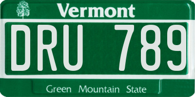 VT license plate DRU789