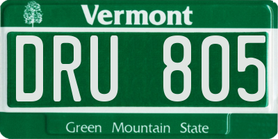 VT license plate DRU805