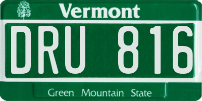 VT license plate DRU816