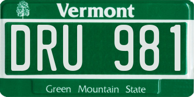 VT license plate DRU981