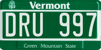VT license plate DRU997